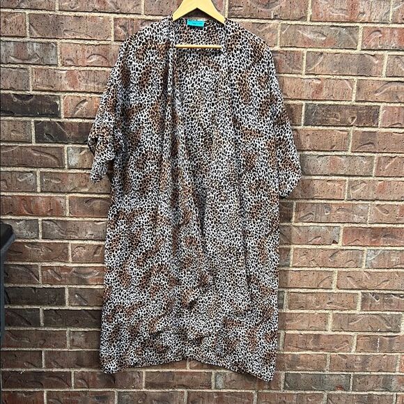 Turquoise Haven Boutique Leopard Print Women's Coat Cover Up Shaw One Size - Picture 2 of 14